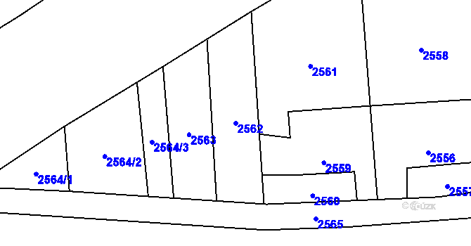 Parcela st. 2562 v KÚ Šternberk, Katastrální mapa