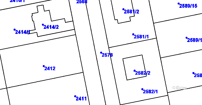 Parcela st. 2578 v KÚ Šternberk, Katastrální mapa