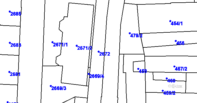 Parcela st. 2672 v KÚ Šternberk, Katastrální mapa