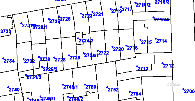 Parcela st. 2722 v KÚ Šternberk, Katastrální mapa