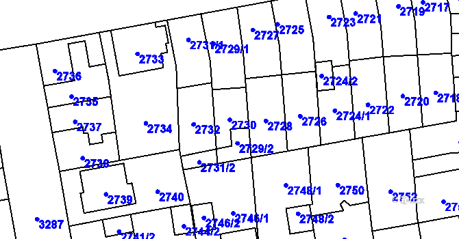 Parcela st. 2730 v KÚ Šternberk, Katastrální mapa
