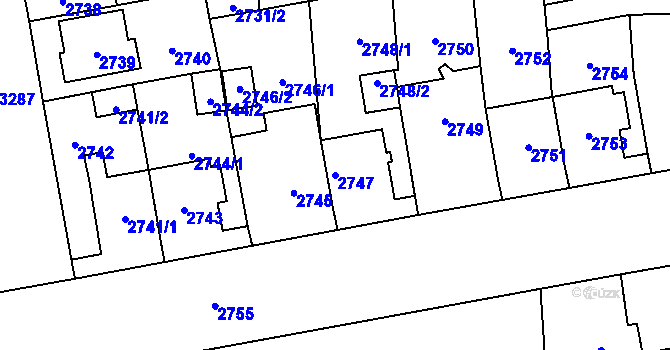 Parcela st. 2747 v KÚ Šternberk, Katastrální mapa