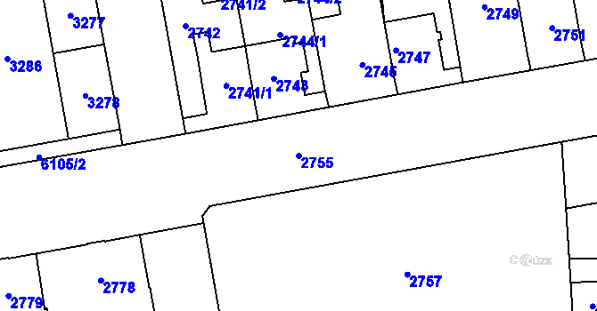 Parcela st. 2755 v KÚ Šternberk, Katastrální mapa