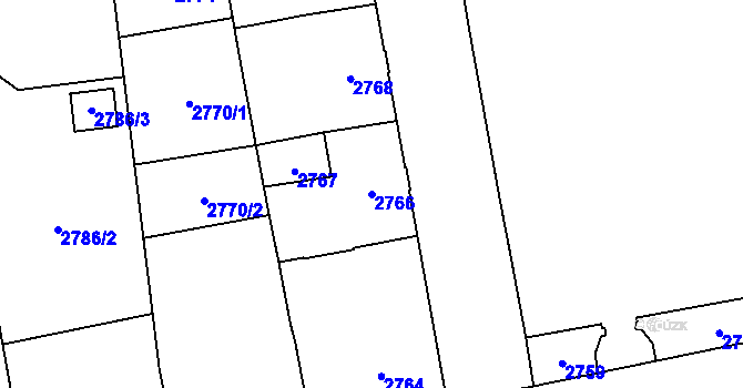 Parcela st. 2766 v KÚ Šternberk, Katastrální mapa