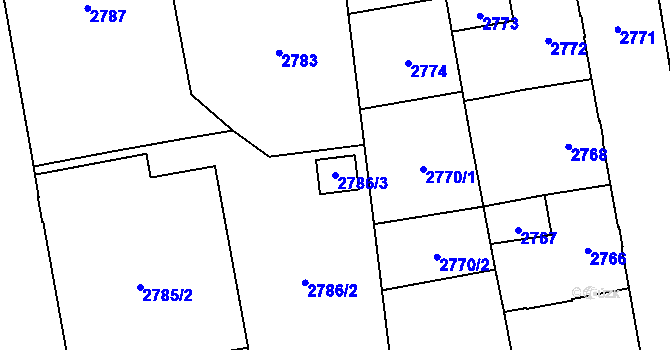 Parcela st. 2786/3 v KÚ Šternberk, Katastrální mapa