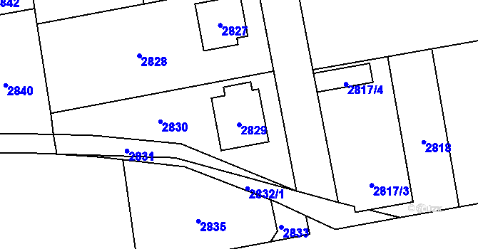 Parcela st. 2829 v KÚ Šternberk, Katastrální mapa