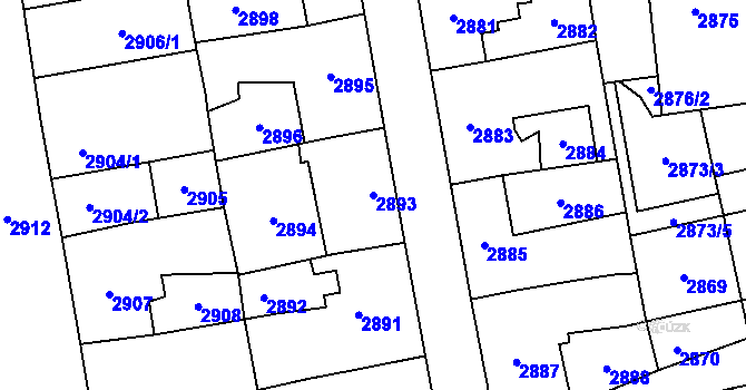 Parcela st. 2893 v KÚ Šternberk, Katastrální mapa