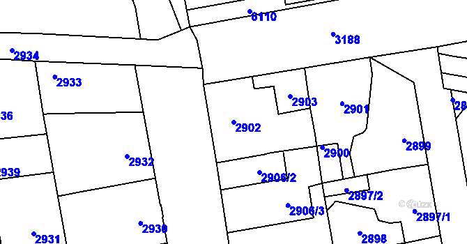 Parcela st. 2902 v KÚ Šternberk, Katastrální mapa