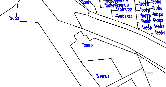 Parcela st. 2990 v KÚ Šternberk, Katastrální mapa