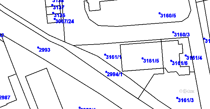 Parcela st. 3161/1 v KÚ Šternberk, Katastrální mapa