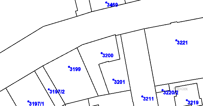 Parcela st. 3200 v KÚ Šternberk, Katastrální mapa