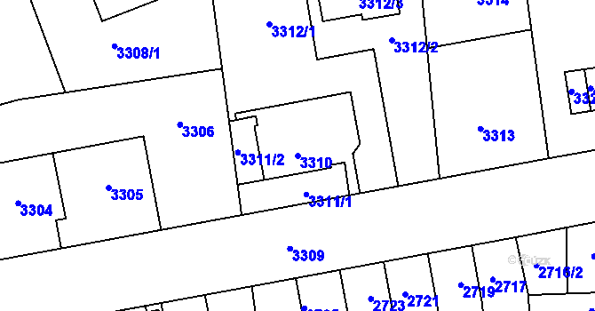 Parcela st. 3310 v KÚ Šternberk, Katastrální mapa