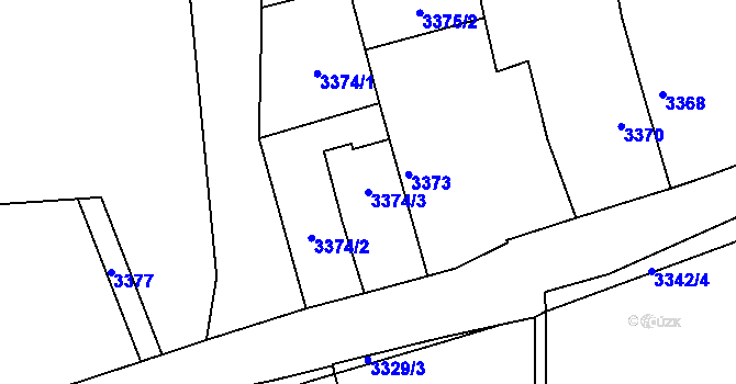 Parcela st. 3374/3 v KÚ Šternberk, Katastrální mapa