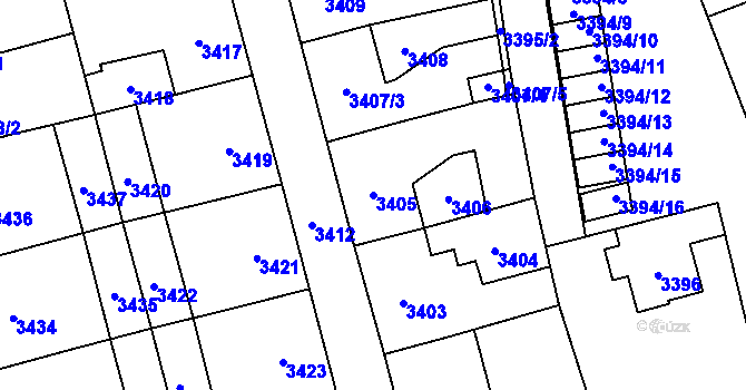 Parcela st. 3405 v KÚ Šternberk, Katastrální mapa