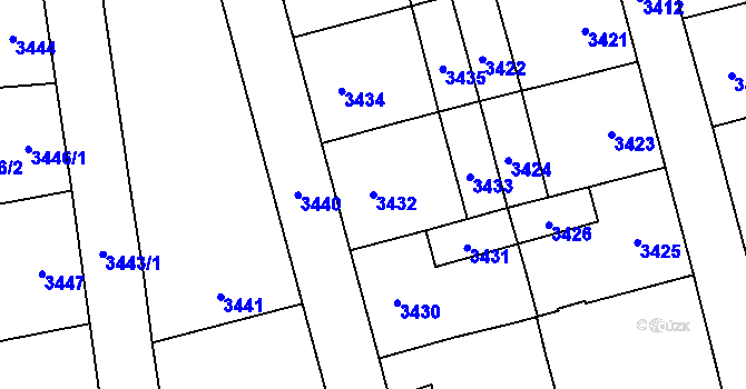 Parcela st. 3432 v KÚ Šternberk, Katastrální mapa