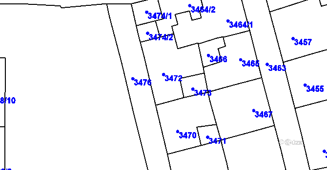 Parcela st. 3472 v KÚ Šternberk, Katastrální mapa