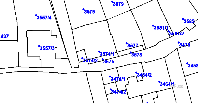 Parcela st. 3574/1 v KÚ Šternberk, Katastrální mapa