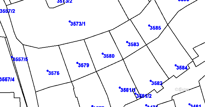 Parcela st. 3580 v KÚ Šternberk, Katastrální mapa