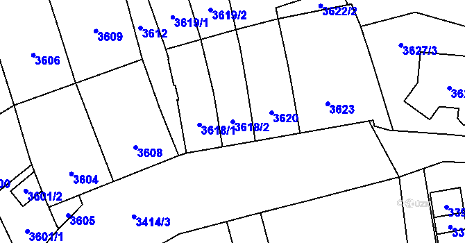 Parcela st. 3618/2 v KÚ Šternberk, Katastrální mapa