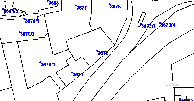 Parcela st. 3672 v KÚ Šternberk, Katastrální mapa