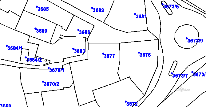 Parcela st. 3677 v KÚ Šternberk, Katastrální mapa