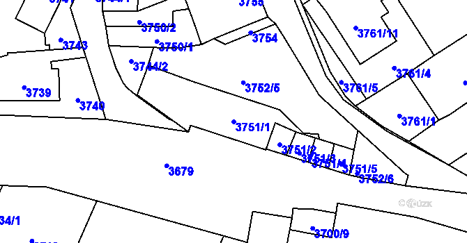 Parcela st. 3751/1 v KÚ Šternberk, Katastrální mapa
