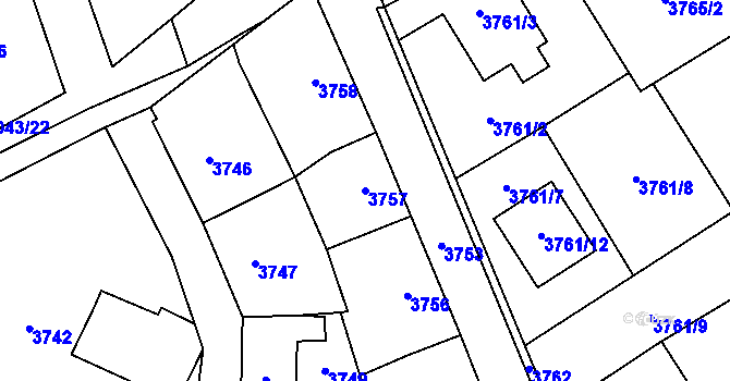 Parcela st. 3757 v KÚ Šternberk, Katastrální mapa