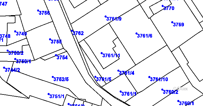 Parcela st. 3761/11 v KÚ Šternberk, Katastrální mapa