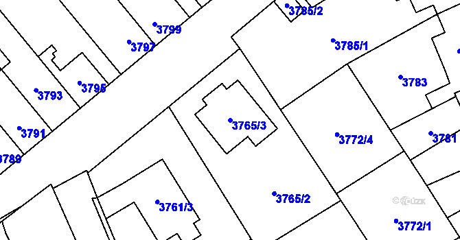 Parcela st. 3765/3 v KÚ Šternberk, Katastrální mapa