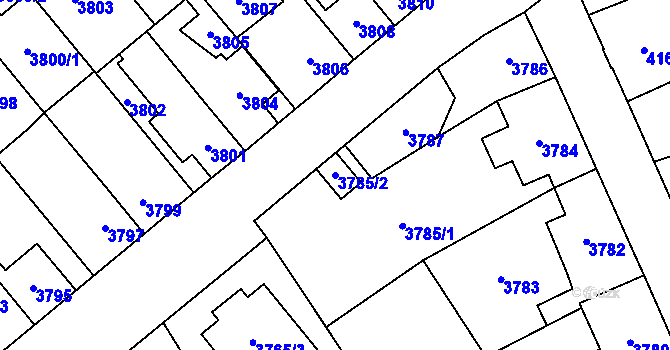 Parcela st. 3785/2 v KÚ Šternberk, Katastrální mapa