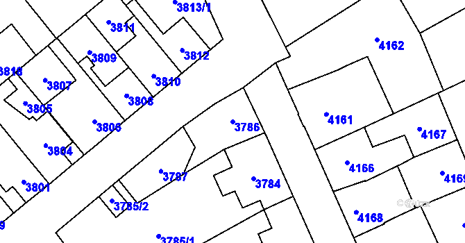 Parcela st. 3786 v KÚ Šternberk, Katastrální mapa