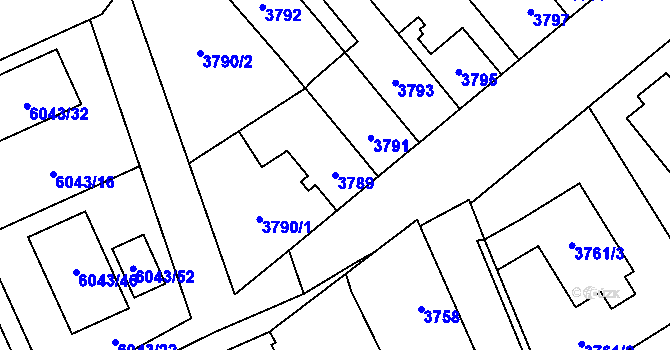 Parcela st. 3789 v KÚ Šternberk, Katastrální mapa