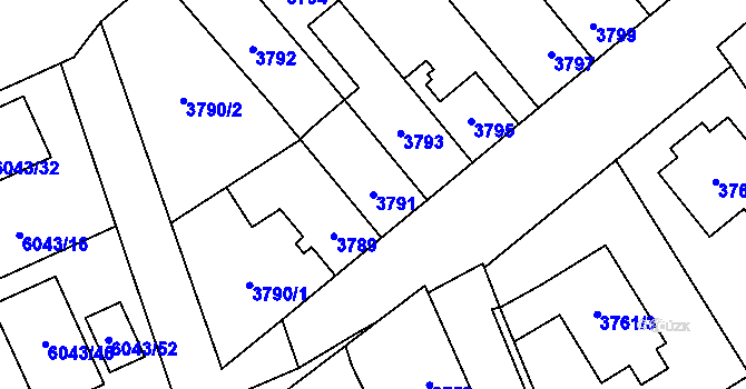 Parcela st. 3791 v KÚ Šternberk, Katastrální mapa