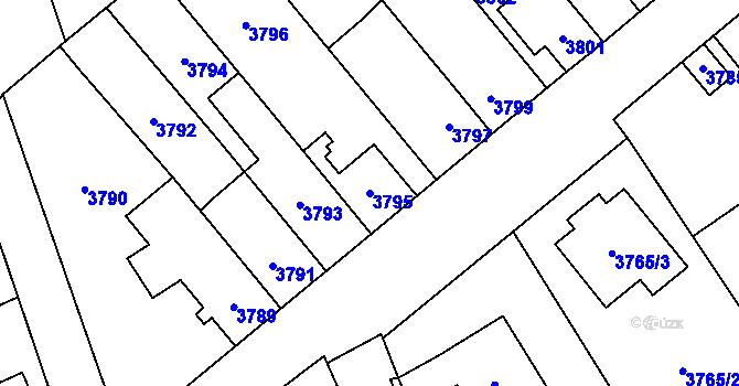 Parcela st. 3795 v KÚ Šternberk, Katastrální mapa