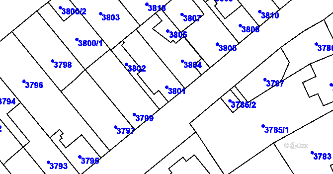 Parcela st. 3801 v KÚ Šternberk, Katastrální mapa