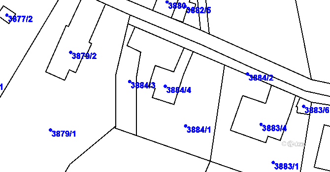 Parcela st. 3884/4 v KÚ Šternberk, Katastrální mapa