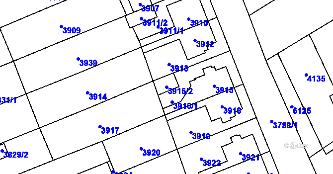 Parcela st. 3916/2 v KÚ Šternberk, Katastrální mapa