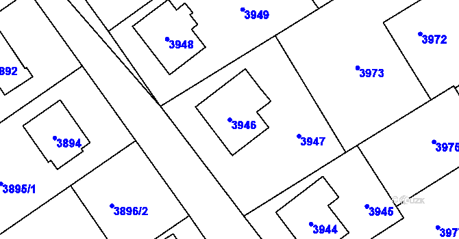 Parcela st. 3946 v KÚ Šternberk, Katastrální mapa