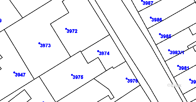 Parcela st. 3974 v KÚ Šternberk, Katastrální mapa