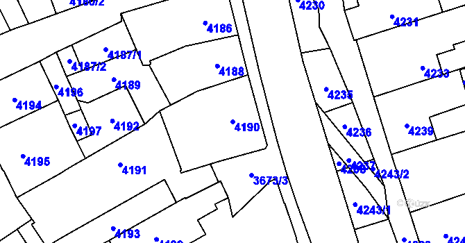 Parcela st. 4190 v KÚ Šternberk, Katastrální mapa