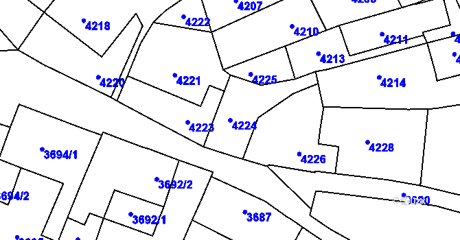 Parcela st. 4224 v KÚ Šternberk, Katastrální mapa