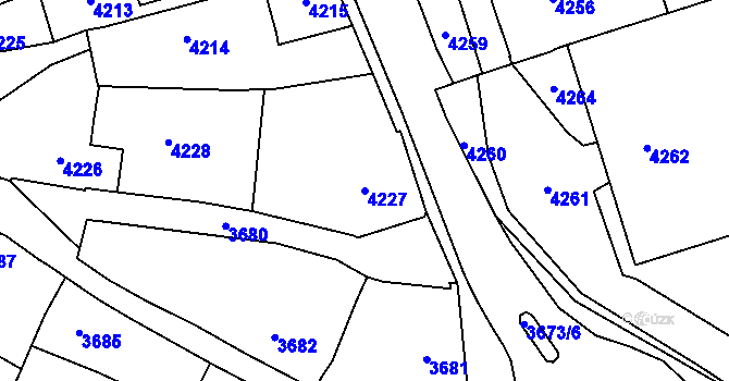 Parcela st. 4227 v KÚ Šternberk, Katastrální mapa
