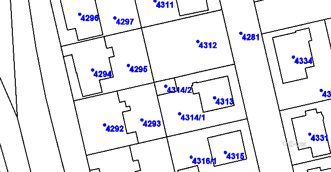 Parcela st. 4314/2 v KÚ Šternberk, Katastrální mapa
