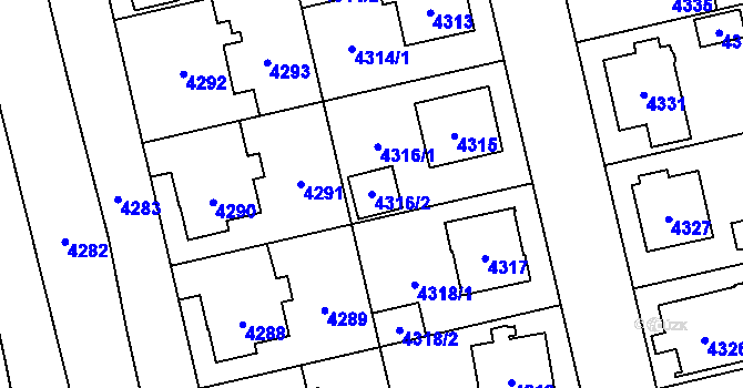 Parcela st. 4316/2 v KÚ Šternberk, Katastrální mapa