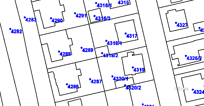 Parcela st. 4318/2 v KÚ Šternberk, Katastrální mapa