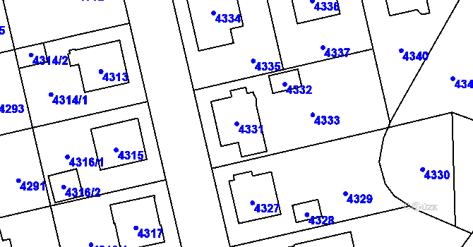 Parcela st. 4331 v KÚ Šternberk, Katastrální mapa
