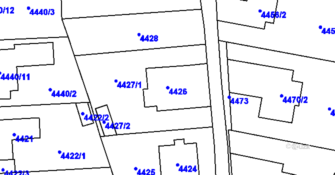 Parcela st. 4426 v KÚ Šternberk, Katastrální mapa