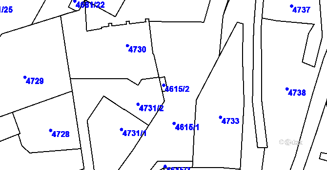 Parcela st. 4615/2 v KÚ Šternberk, Katastrální mapa