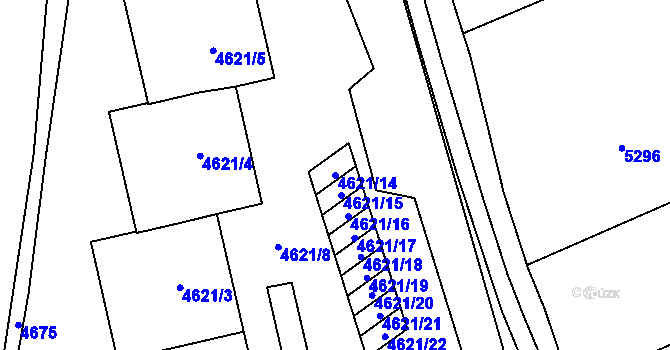 Parcela st. 4621/14 v KÚ Šternberk, Katastrální mapa