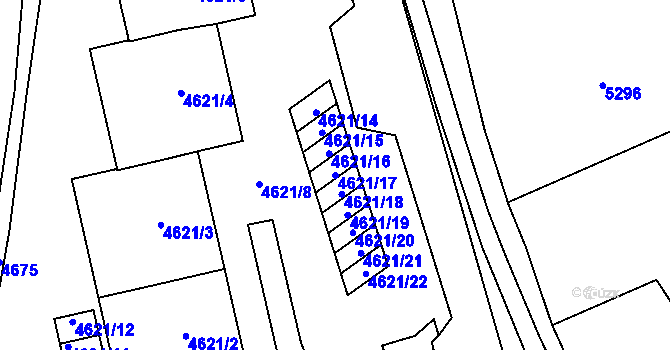 Parcela st. 4621/17 v KÚ Šternberk, Katastrální mapa